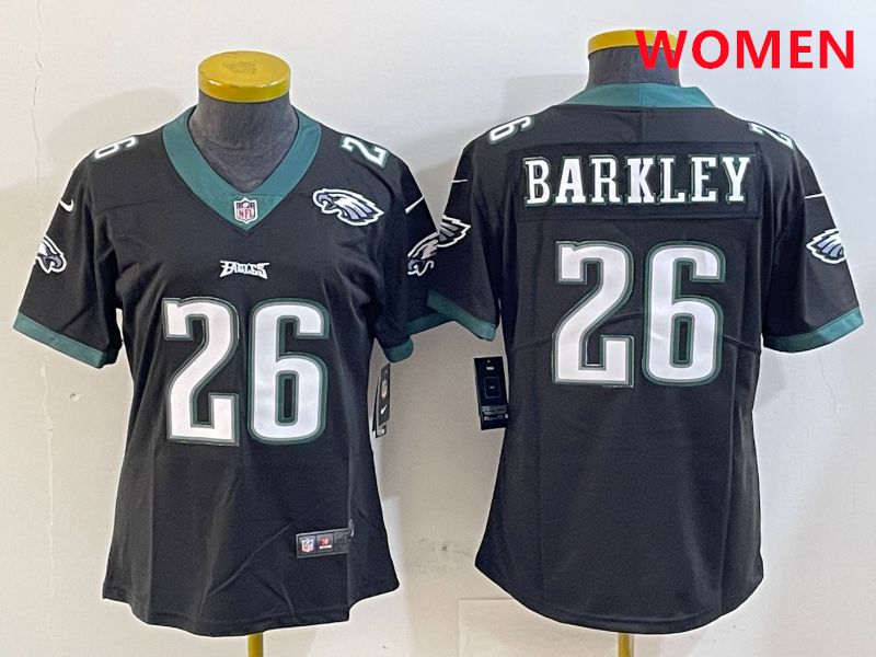 Women Philadelphia Eagles #26 Barkley Black Second generations 2025 Nike Vapor Limited NFL Jersey style 2